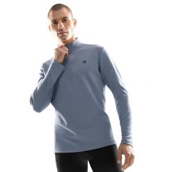 Męska bluza treningowa z suwakiem pod szyją Fitness Siroko Blur. Niebieskie bluzy bez kaptura męskie SIROKO, bez wzorów, z materiału, bez kołnierzyka, bez ramiączek. W wyprzedaży za 146.95 zł.