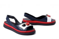 BOMBONELLA 745.07 T11 T SYH granatowy, sandały damskie. Niebieskie sandały damskie Bombonella, bez wzorów, ze skóry, bez obcasa, na obcasie. Za 294.90 zł.