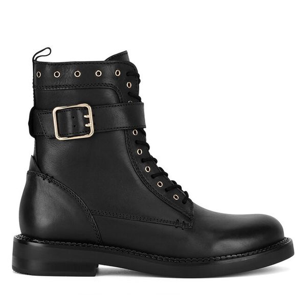 Trzewiki Sergio Bardi. Czarne botki damskie Sergio Bardi, bez obcasa, na płaskiej podeszwie, bez zapięcia. Za 259.99 zł.