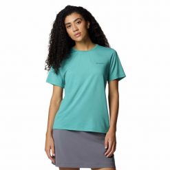 Koszulka damska Columbia Wild Springs Short Sleeve z krótkim rękawem. Zielone t-shirty damskie Columbia, m, bez wzorów, bez kołnierzyka. Za 140.99 zł.