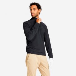 Bluza do golfa męska Inesis RW500 hydrofobowa wiatroszczelna. Czarne bluzy bez kaptura męskie INESIS, m, z elastanu. Za 139.99 zł.