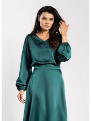 Awama Bluzka w kolorze zielonym rozmiar: S. Zielone bluzki damskie Awama, s, bez wzorów, bez kołnierzyka, bez ramiączek. Za 96.14 zł.