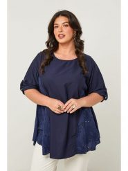 Curvy Lady Bluzka w kolorze granatowym rozmiar: 44/46. Niebieskie bluzki damskie Curvy Lady, bez wzorów, klasyczne, bez kołnierzyka, bez ramiączek. Za 100.99 zł.