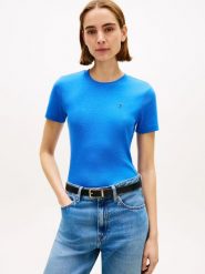 Tommy Hilfiger Koszulka Kobiety Bawełna niebieski, S. Niebieskie t-shirty damskie Tommy Hilfiger, s, bez wzorów, z bawełny, bez kołnierzyka. Za 169.95 zł.