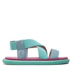Sandały Fly London. Niebieskie sandały damskie Fly London, bez wzorów, bez obcasa, na płaskiej podeszwie. Za 489.99 zł.