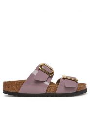 Birkenstock Klapki Sydney Cushion Buckle 1029473 Beżowy. Brązowe klapki damskie Birkenstock, bez wzorów, ze skóry, bez obcasa. Za 389.99 zł.
