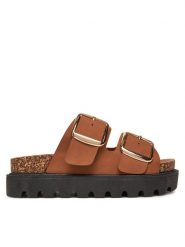 DeeZee Klapki W24Q11802 Brązowy. Brązowe klapki damskie DeeZee, bez wzorów, ze skóry, bez obcasa. Za 139.99 zł.