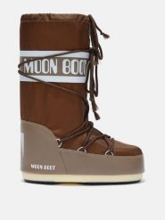 Moon Boot ICON NYLON BOOTS Śniegowce damskie. Brązowe śniegowce damskie Moon Boot, z nylonu, przed kolano. W wyprzedaży za 687.20 zł.