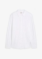 Koszula z długim rękawem, z bawełnianej piki z dużą zawartością stretchu, slim fit. Białe koszule męskie bonprix, m, bez wzorów, z bawełny, bez kołnierzyka, bez ramiączek. Za 149.99 zł.