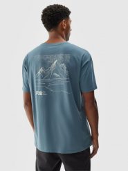 4F T-shirt oversize z nadrukiem męski - granatowy S. Niebieskie t-shirty męskie 4f, m, bez wzorów, z bawełny, bez kołnierzyka. W wyprzedaży za 39.99 zł.