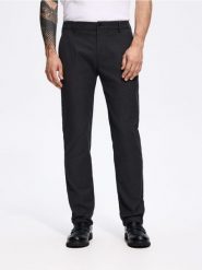 Spodnie slim fit z mikrowzorem - czarny. Czarne spodnie materiałowe męskie Reserved, bez wzorów, z bawełny. Za 159.99 zł.