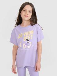 4F T-shirt regular z nadrukiem dziewczęcy - fioletowy 146 (10-11 lat). Fioletowe koszulki dziewczęce 4f, uniwersalny, bez wzorów, z bawełny, bez ramiączek. W wyprzedaży za 19.99 zł.