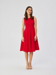 Stylove Sukienka w kolorze czerwonym rozmiar: L. Czerwone sukienki damskie Stylove, l, bez wzorów, bez kołnierzyka, bez ramiączek, midi, rozkloszowane. Za 202.50 zł.
