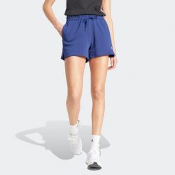 Spodenki fitness damskie ADIDAS. Niebieskie spodenki sportowe damskie Adidas, l, z bawełny, na fitness i siłownię. W wyprzedaży za 99.99 zł.