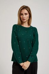 Sweter z cyrkoniami. Swetry klasyczne damskie MOODO, l, z elastanu, bez kołnierzyka. W wyprzedaży za 59.99 zł.