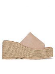 DeeZee Klapki LE601-113 Beżowy. Brązowe klapki damskie DeeZee, bez wzorów, z materiału, bez obcasa. Za 129.99 zł.