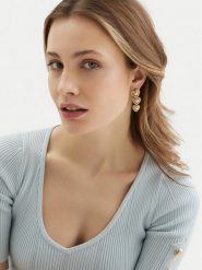 Guess Kolczyki JUBE05 013JW Złoty. Żółte kolczyki damskie Guess, metalowe. Za 379.99 zł.
