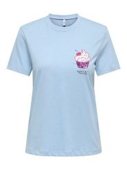 ONLY Koszulka w kolorze błękitnym rozmiar: L. Niebieskie t-shirty damskie Only, l, bez wzorów, z bawełny, bez kołnierzyka. Za 70.41 zł.