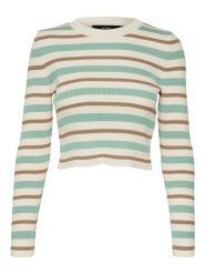Vero Moda Koszulka "Anita" w kolorze kremowo-błękitnym rozmiar: XL. Brązowe bluzki damskie Vero Moda, xl, bez wzorów, ze splotem, bez kołnierzyka, bez ramiączek. Za 35.10 zł.