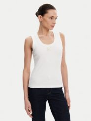 Fracomina Top FP25ST2001J40101 Biały Slim Fit. Białe topy damskie Fracomina, l, bez wzorów, z bawełny, bez kołnierzyka. Za 99.99 zł.