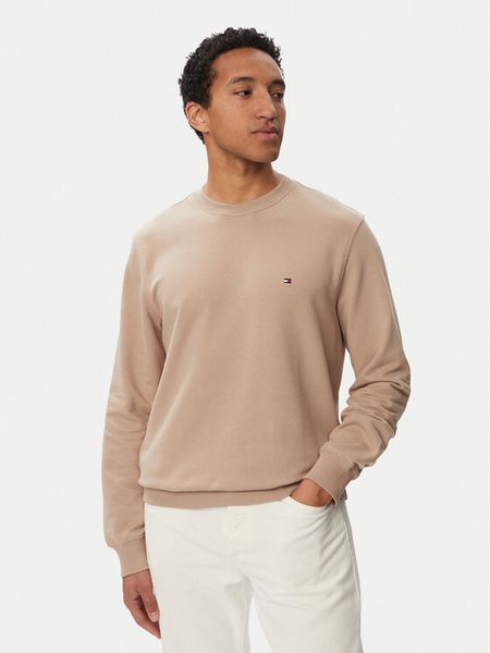 Tommy Hilfiger Bluza Essential Terry MW0MW37237 Beżowy Regular Fit. Brązowe bluzy bez kaptura męskie Tommy Hilfiger, m, z bawełny. Za 409.99 zł.