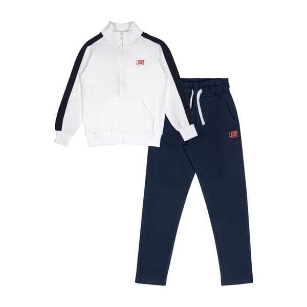 Bluza z bawełna z pełny zamek błyskawiczny na czas wolny. Białe spodnie dresowe damskie LEONE 1947 APPAREL, bez wzorów, z bawełny. W wyprzedaży za 109.46 zł.