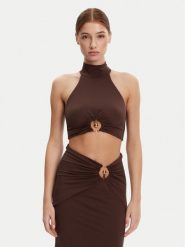 Bardot Top 59847TB Brązowy Regular Fit. Brązowe topy damskie BARDOT, xl, bez wzorów, z syntetyku, bez kołnierzyka. Za 179.99 zł.