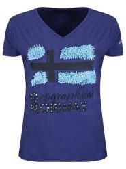 Geographical Norway Koszulka "Jarine" w kolorze granatowym rozmiar: L. Niebieskie t-shirty damskie Geographical Norway, l, bez wzorów, bez kołnierzyka. Za 48.28 zł.