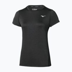 Koszulka do biegania damska Mizuno Impulse Core Tee. Czarne t-shirty damskie Mizuno, bez wzorów, bez kołnierzyka. Za 55.99 zł.