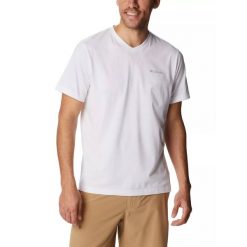 Koszulka sportowa męska Columbia Sun Trek V-Neck z krótkim rękawem. Białe t-shirty sportowe męskie Columbia, na lato, m, bez ramiączek. Za 169.00 zł.