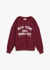 Bluza oversize. Czerwone bluzy bez kaptura damskie bonprix, z bawełny. Za 109.99 zł.