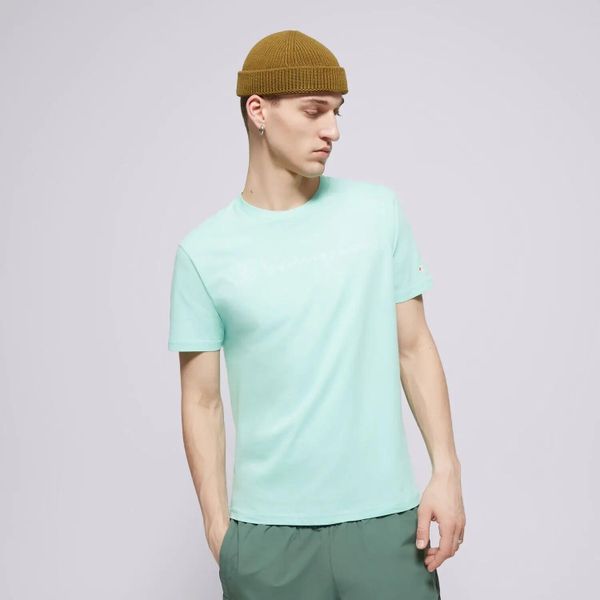 MĘSKI T-SHIRT SPORTOWY CHAMPION CREWNECK TEE. Zielone t-shirty męskie CHAMPION, m, bez wzorów, z bawełny, bez kołnierzyka. Za 116.00 zł.