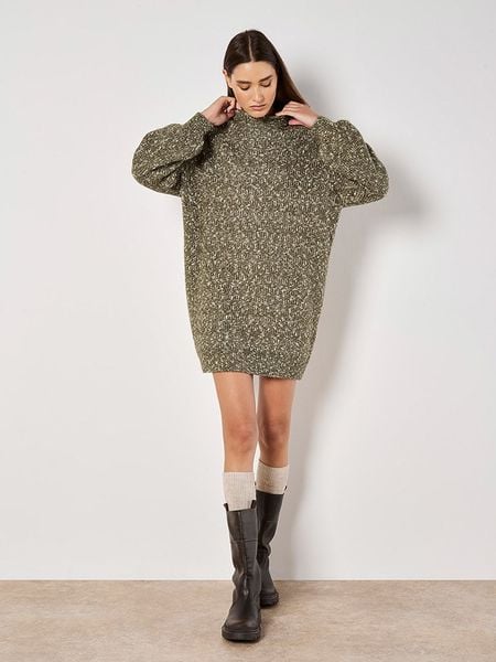 Apricot Sukienka dzianinowa w kolorze oliwkowo-białym rozmiar: S. Brązowe sukienki damskie Apricot, s, bez wzorów, z dzianiny, bez kołnierzyka, bez ramiączek, mini. Za 95.69 zł.
