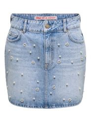 ONLY Spódnica jeansowa Onur 15367472 Niebieski Regular Fit. Niebieskie spódniczki damskie Only, s, bez wzorów, z bawełny. Za 299.99 zł.