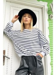 Trendyol Bluza w kolorze czarno-białym rozmiar: M. Białe bluzy bez kaptura damskie Trendyol, m, z bawełny. Za 66.00 zł.