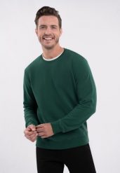 Gładka bluza B-ANDY. Zielone bluzy bez kaptura męskie Volcano, m, z bawełny. Za 139.99 zł.