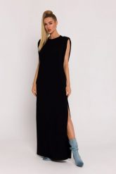 Długa bawełniana sukienka maxi czarna. Czarne sukienki damskie MOE, na lato, s, bez wzorów, z bawełny, bez kołnierzyka, bez ramiączek, maxi. Za 319.00 zł.