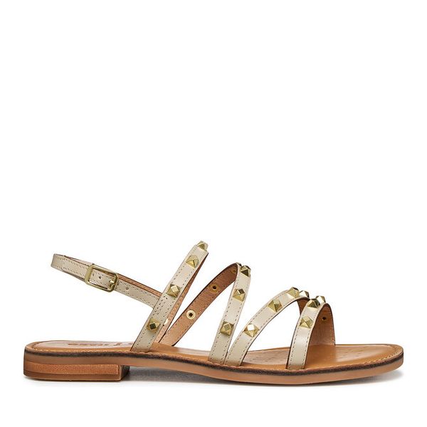 Sandały Geox. Białe sandały damskie Geox, bez wzorów, bez obcasa, na płaskiej podeszwie. Za 399.99 zł.