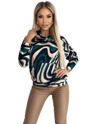 Numoco Bluza w kolorze beżowo-ciemnozielono-czarnym rozmiar: XL. Brązowe bluzy z kapturem damskie Numoco, xl. Za 122.96 zł.