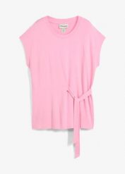 T-shirt z miękkiej mieszanki wiskozy. Czerwone t-shirty damskie bonprix, bez wzorów, z wiskozy, bez kołnierzyka. Za 19.99 zł.