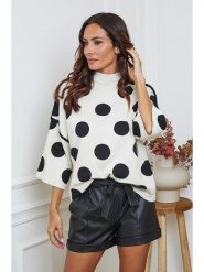 So Cachemire Sweter "Fuzia" w kolorze kremowo-czarnym rozmiar: S. Brązowe golfy damskie So Cachemire, s, bez wzorów, ze splotem, bez ramiączek. Za 178.79 zł.