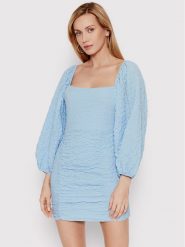 DeeZee Sukienka codzienna Gessa 12250 Błękitny Slim Fit. Niebieskie sukienki damskie DeeZee, na co dzień, s, bez wzorów, z bawełny, bez kołnierzyka, bez ramiączek, proste. Za 139.99 zł.