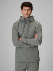 4F Bluza treningowa regular z kapturem męska - szara L. Szare bluzy z kapturem męskie 4f, l, z dzianiny. Za 199.99 zł.