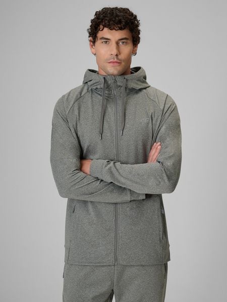 4F Bluza treningowa regular z kapturem męska - szara L. Szare bluzy z kapturem męskie 4f, l, z dzianiny. Za 199.99 zł.