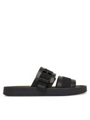 Calvin Klein Klapki Ergon Buckle Sandal Wb Lth Aop HM0HM02096 Czarny. Czarne klapki i japonki męskie CALVIN KLEIN, ze skóry. Za 489.99 zł.