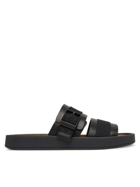 Calvin Klein Klapki Ergon Buckle Sandal Wb Lth Aop HM0HM02096 Czarny. Czarne klapki i japonki męskie CALVIN KLEIN, ze skóry. Za 489.99 zł.