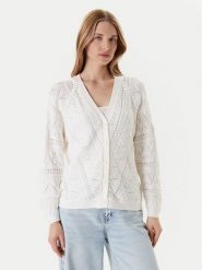 Guess Kardigan W5YR55 Z2ZK2 Biały Regular Fit. Białe kardigany damskie Guess, l, z aplikacjami, z bawełny. Za 299.99 zł.