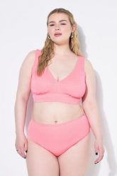 Damskie Figi od bikini wysoki stan efekt brokatu. Czerwone bikini damskie Ulla Popken, bez wzorów, plus size. Za 99.99 zł.