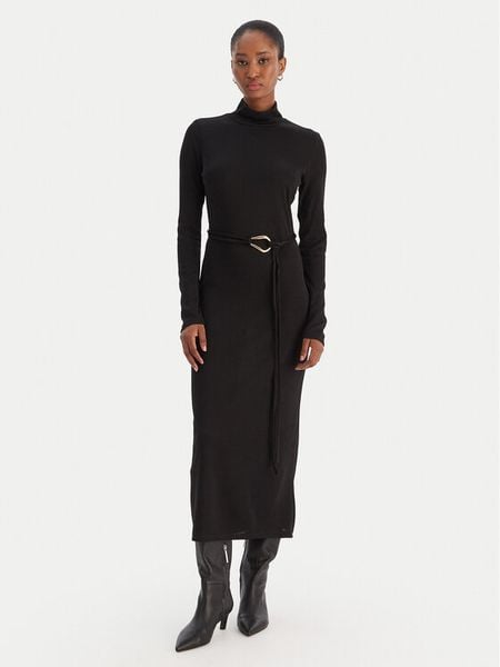 Vero Moda Sukienka dzianinowa Louisa 10336207 Czarny Loose Fit. Czarne sukienki damskie Vero Moda, m, bez wzorów, z dzianiny, bez kołnierzyka, bez ramiączek. Za 129.99 zł.