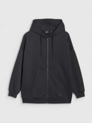 4F Bluza dresowa rozpinana z kapturem damska - czarna M. Czarne bluzy sportowe damskie 4f, m, z bawełny. W wyprzedaży za 89.99 zł.